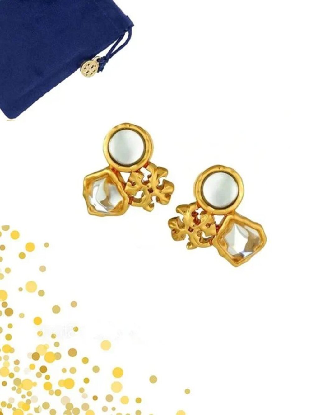 Tory Burch Roxanne Clear Cluster Earrings NWOT